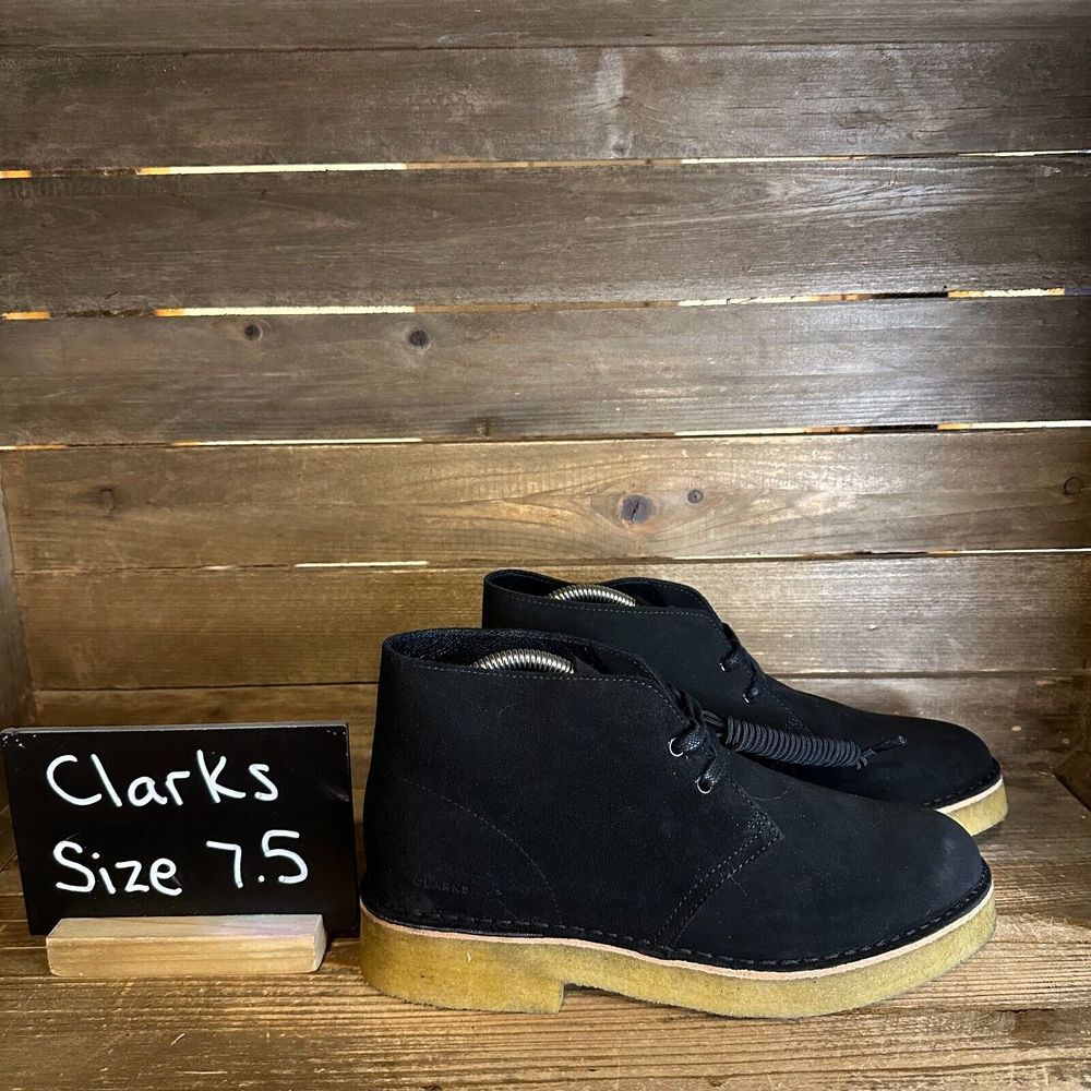 New Mens Clarks Desert 221 Crepe Sole Black Suede Ankle Chukka Boots Size 7.5 M